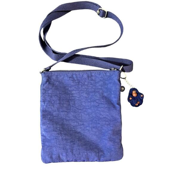 Kipling Blue Navy Nylon Messenger Crossbody Bag with Andy Gorilla Keychain - Picture 4 of 7